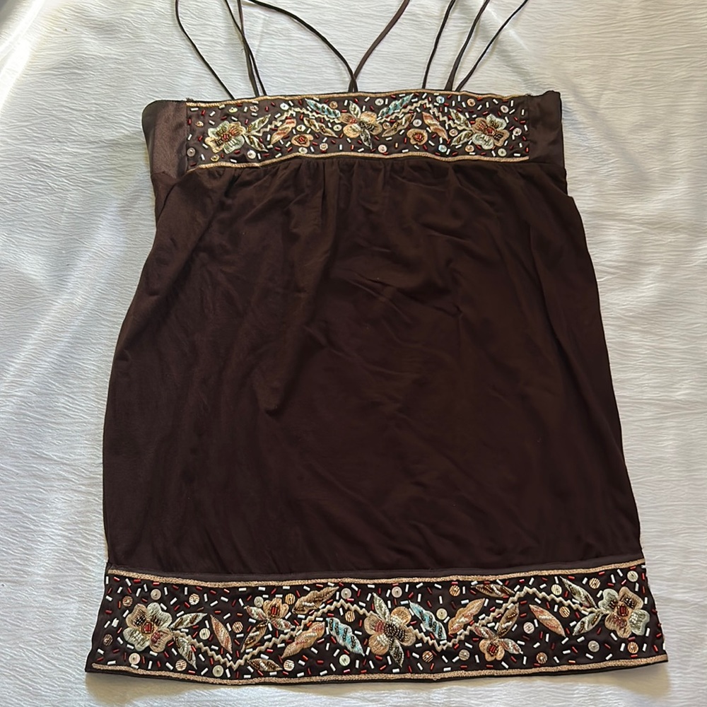 ANGEL embellished brown top size M/L.